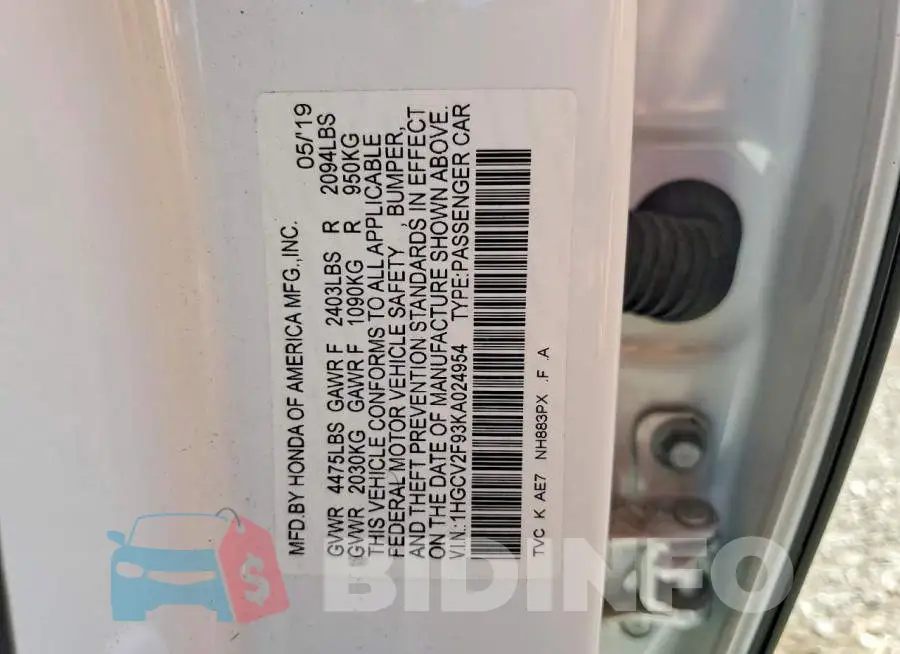 1HGCV2F93KA024954 Photo# 12