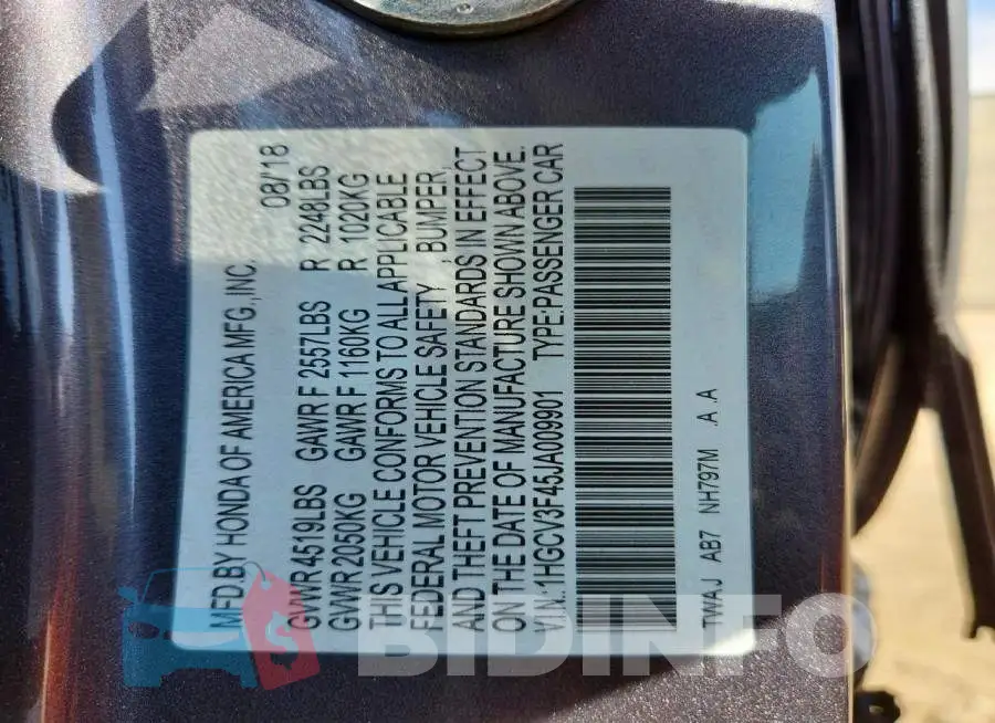 1HGCV3F45JA009901 Photo# 12