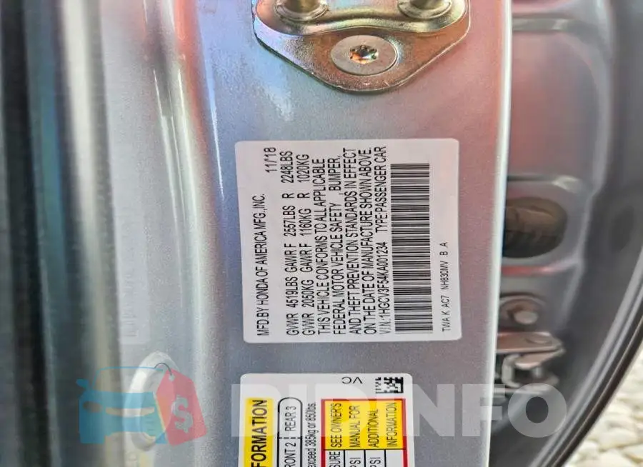 1HGCV3F54KA001234 Photo# 12