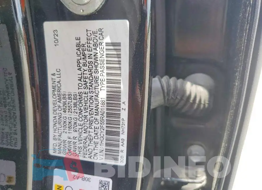 1HGCY2F55RA011881 Photo# 12