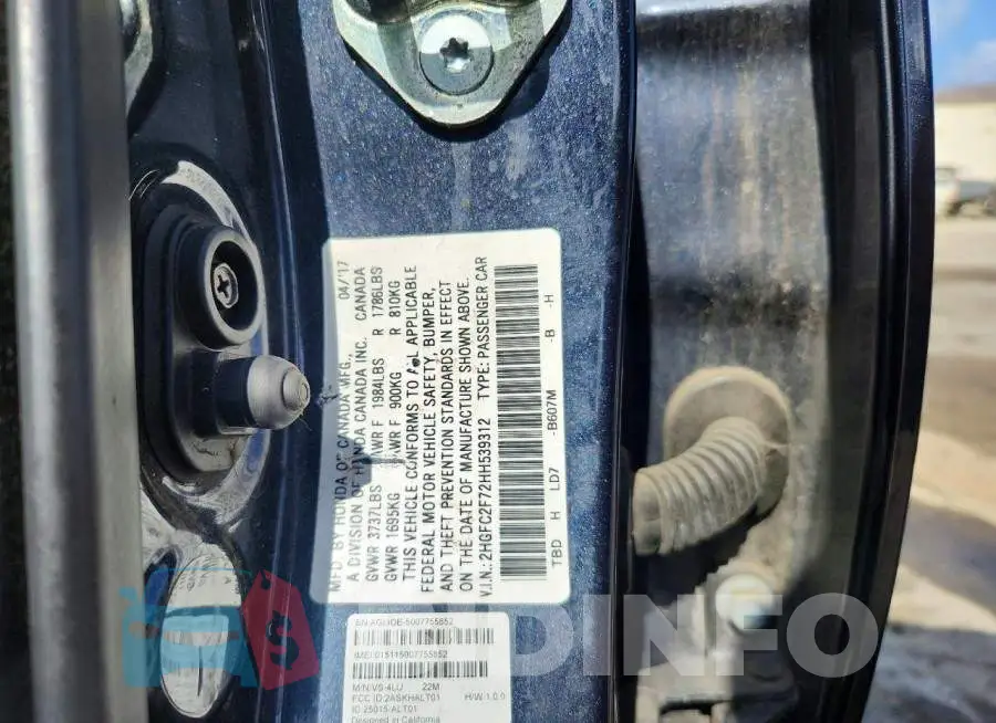 2HGFC2F72HH539312 Photo# 13