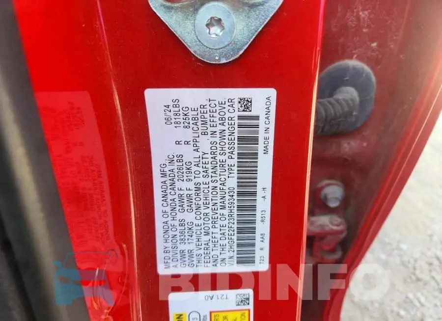 2HGFE2F23RH593430 Photo# 12