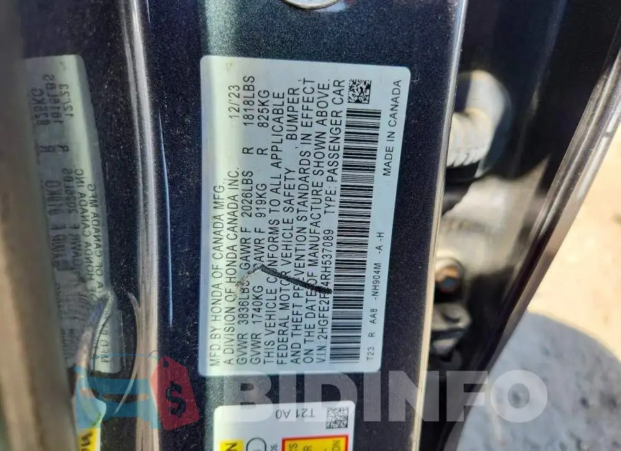 2HGFE2F24RH537089 Photo# 12