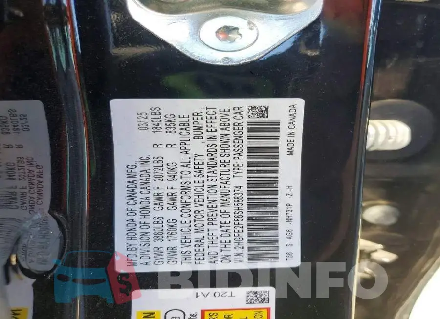 2HGFE2F56SH586374 Photo# 12