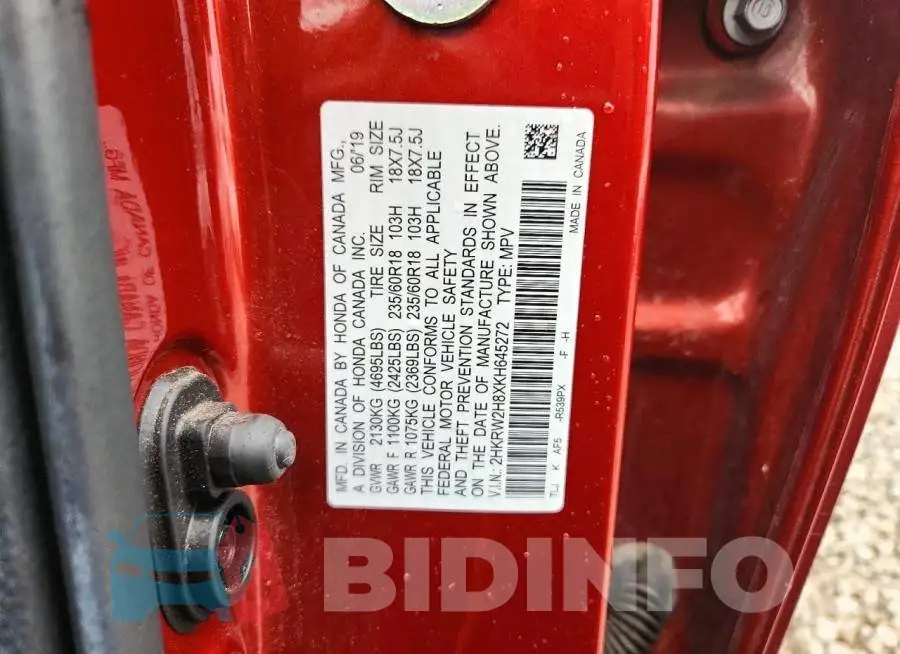 2HKRW2H8XKH645272 Photo# 12