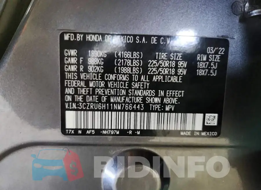 3CZRU6H11NM766443 Photo# 13