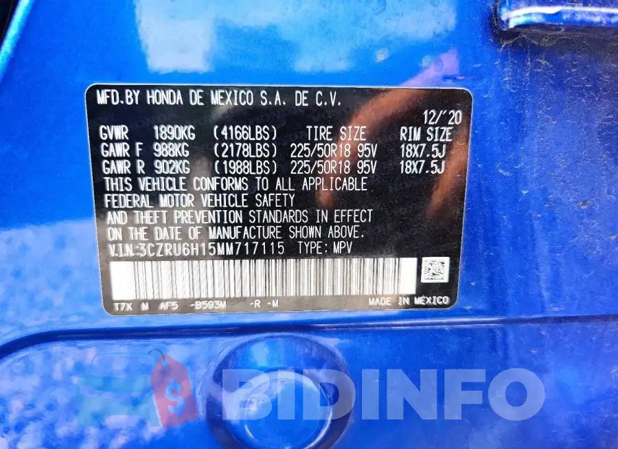 3CZRU6H15MM717115 Photo# 12