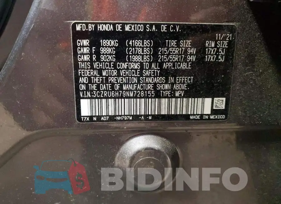 3CZRU6H79NM728155 Photo# 12