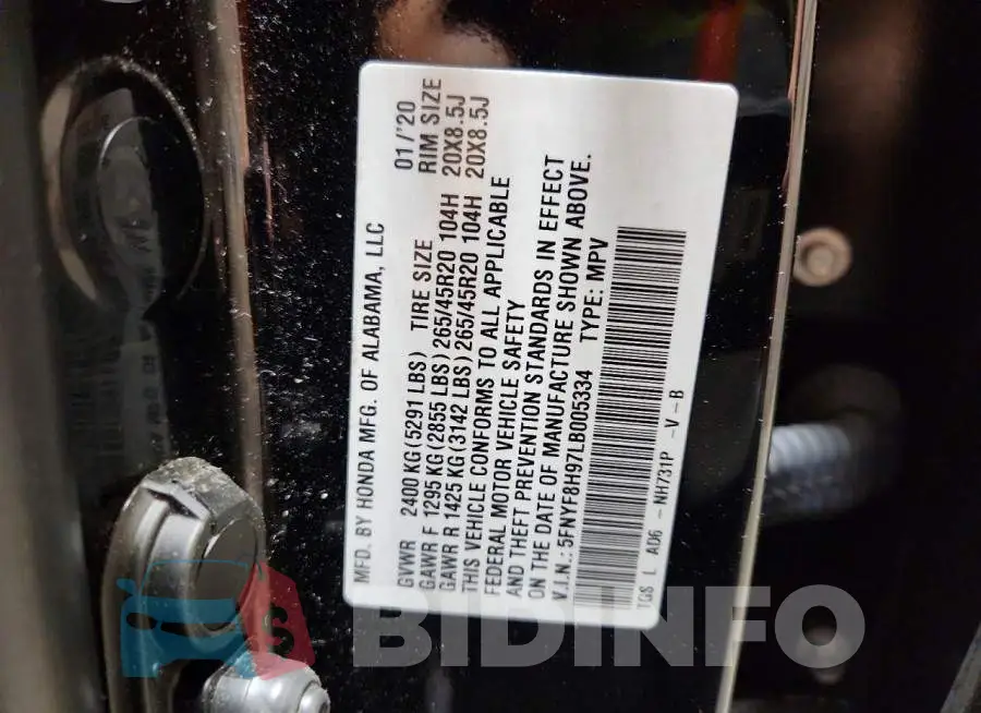 5FNYF8H97LB005334 Photo# 13