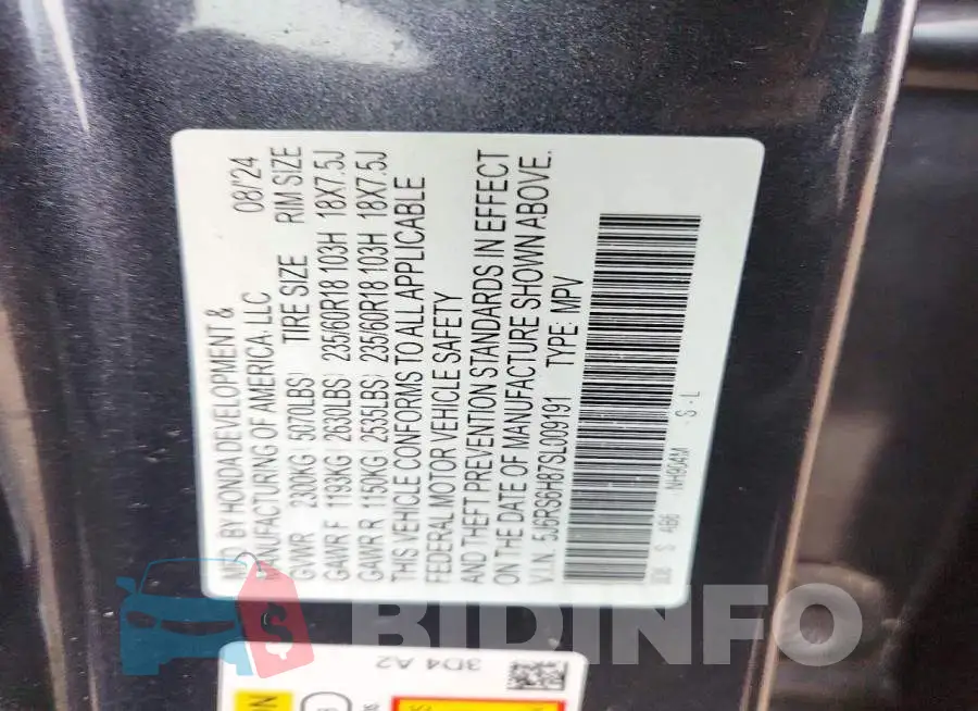 5J6RS6H87SL009191 Photo# 14