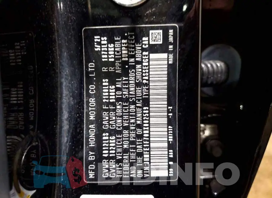 JHMFE1F70NX002589 Photo# 13