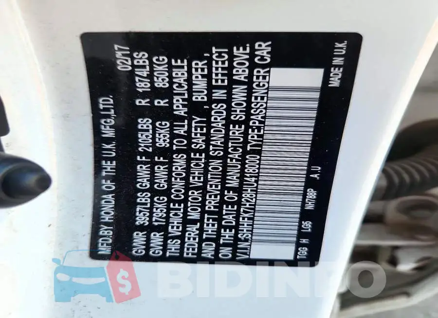 SHHFK7H28HU418000 Photo# 13