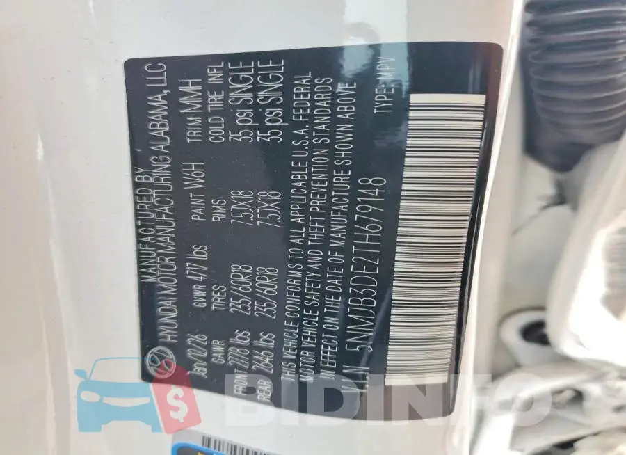 5NMJB3DE2TH679148 Photo# 13