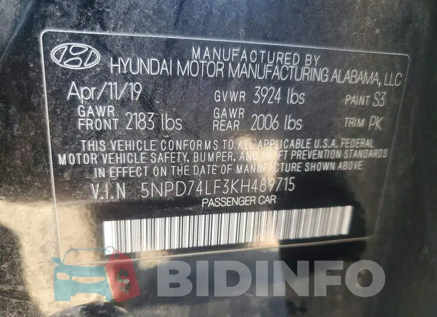 5NPD74LF3KH489715 Photo# 13