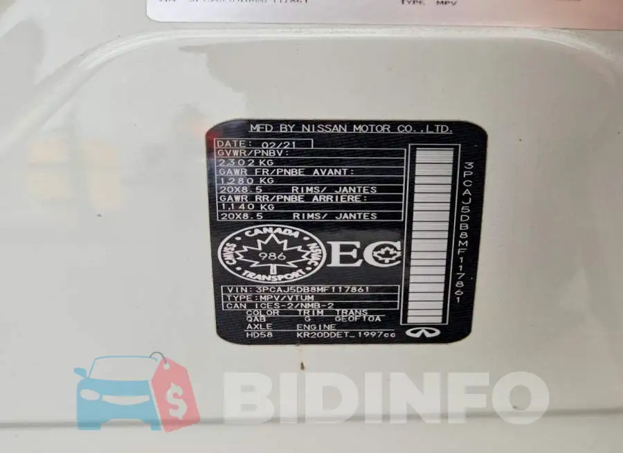 3PCAJ5DB8MF117861 Photo# 13