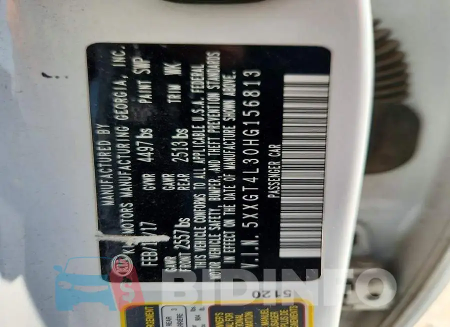 5XXGT4L30HG156813 Photo# 12