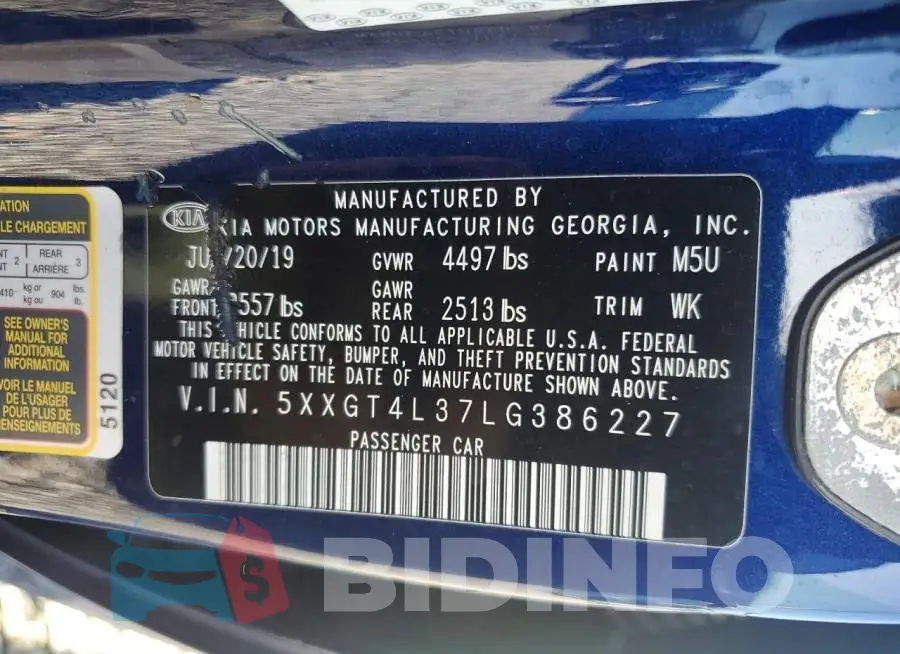 5XXGT4L37LG386227 Photo# 13