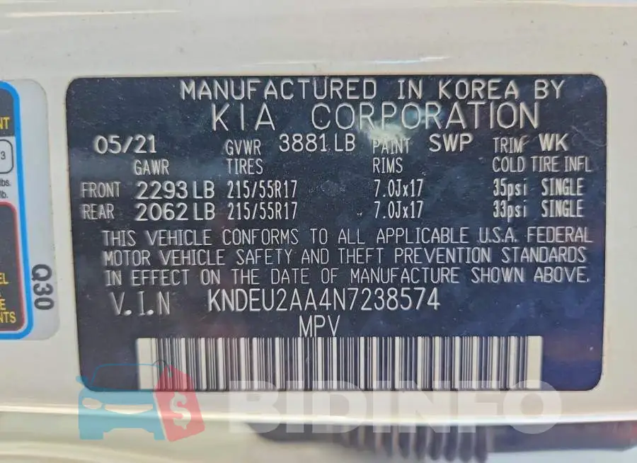 KNDEU2AA4N7238574 Photo# 14