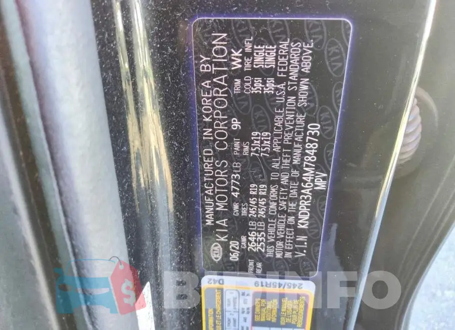 KNDPR3A64M7848730 Photo# 12