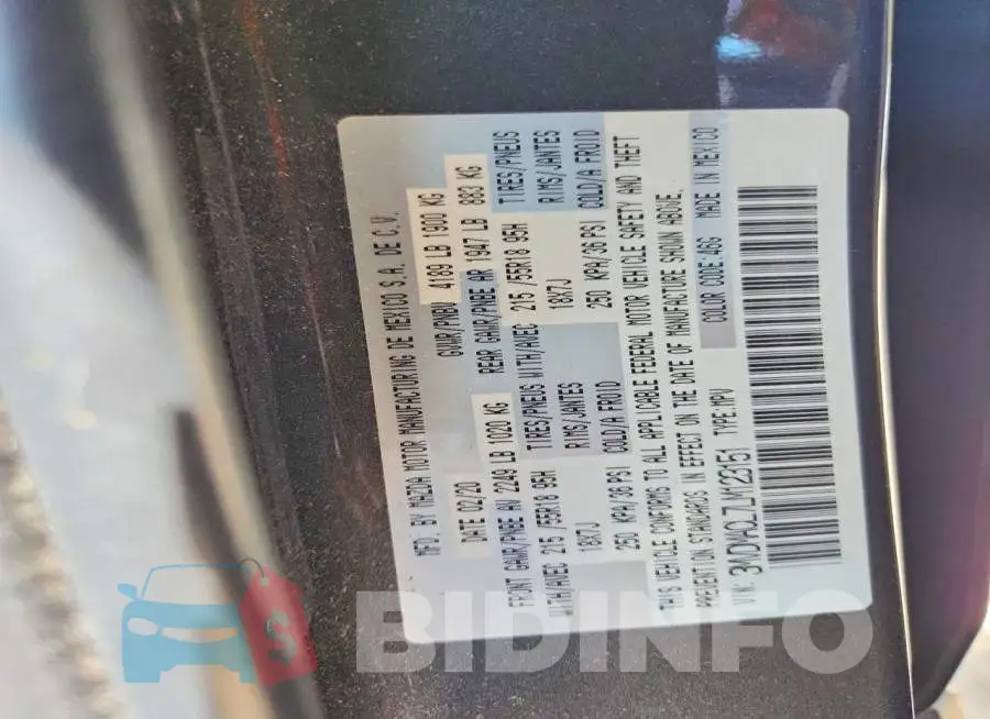 3MVDMACL7LM123151 Photo# 14