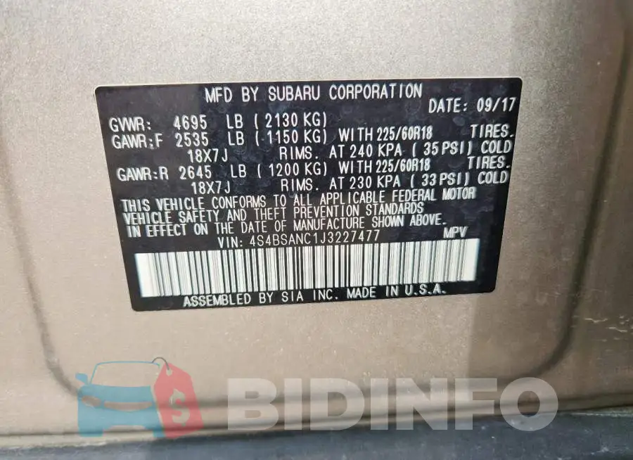 4S4BSANC1J3227477 Photo# 12