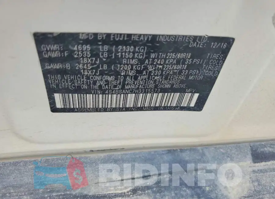 4S4BSANC7H3315573 Photo# 12