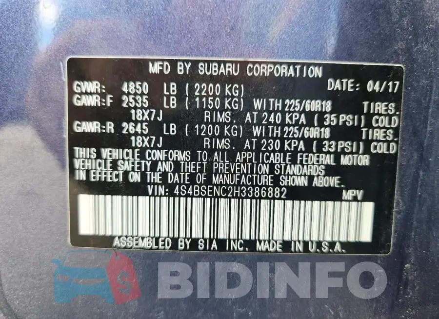 4S4BSENC2H3386882 Photo# 13