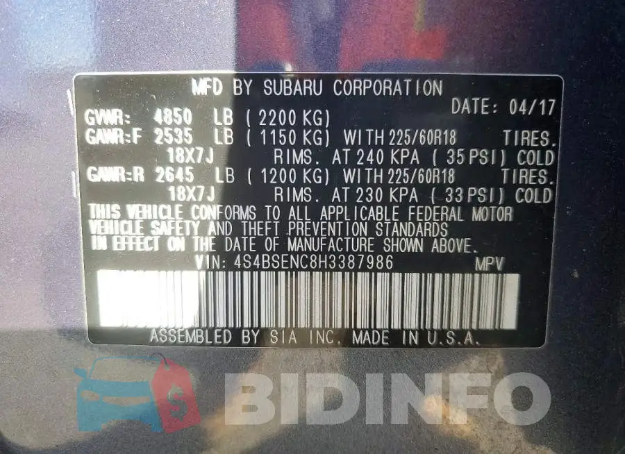 4S4BSENC8H3387986 Photo# 14