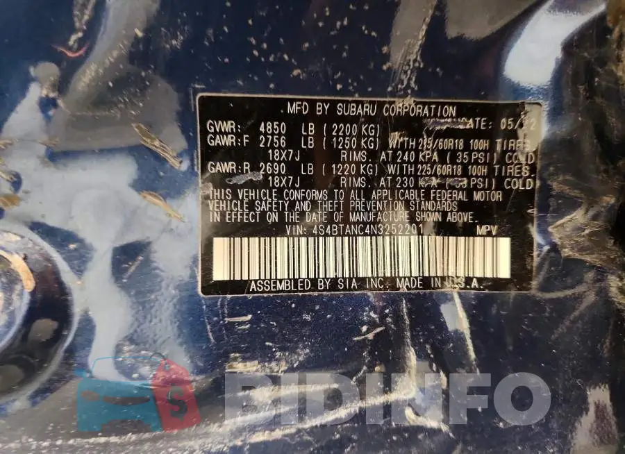 4S4BTANC4N3252201 Photo# 14