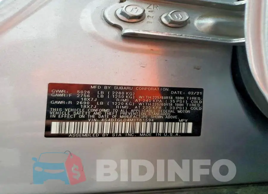 4S4BTGLD4M3181594 Photo# 13
