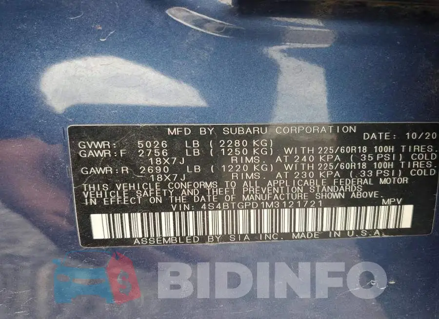 4S4BTGPD1M3121721 Photo# 13