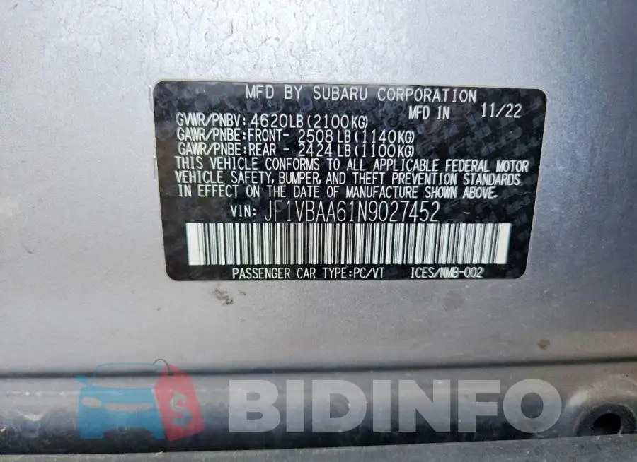 JF1VBAA61N9027452 Photo# 13
