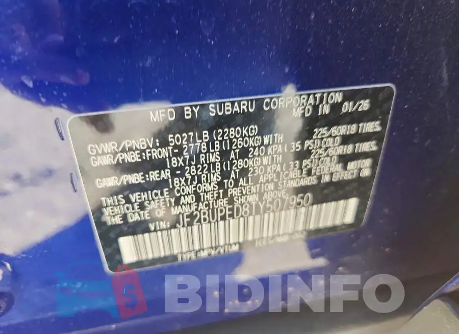JF2BUPED8TY507950 Photo# 14