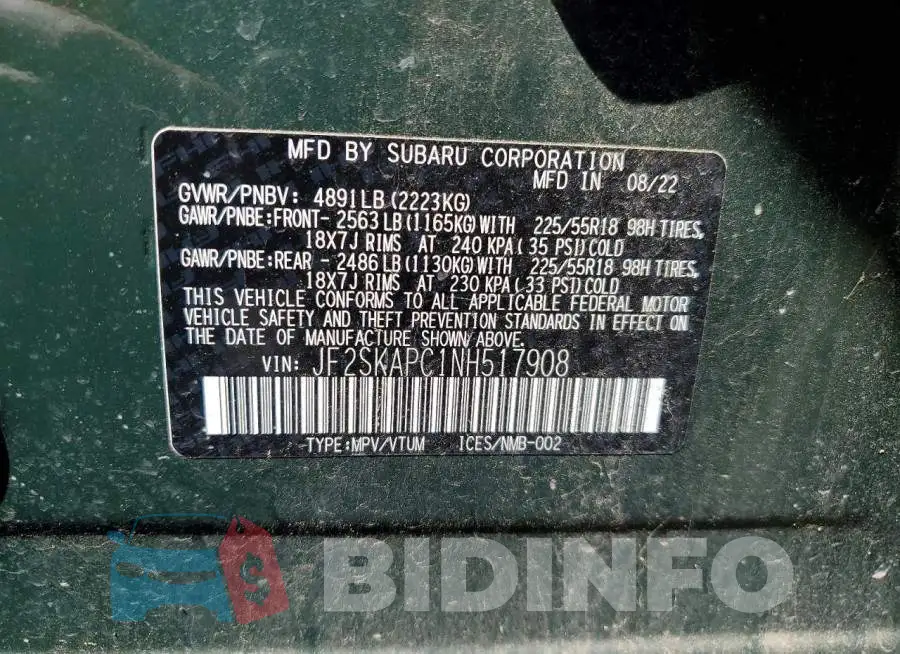 JF2SKAPC1NH517908 Photo# 13