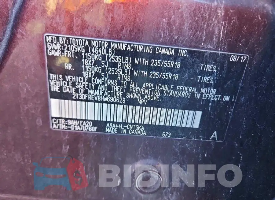2T3DFREV8HW690628 Photo# 13