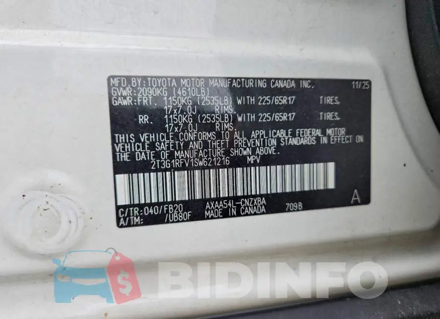 2T3G1RFV1SW621216 Photo# 12