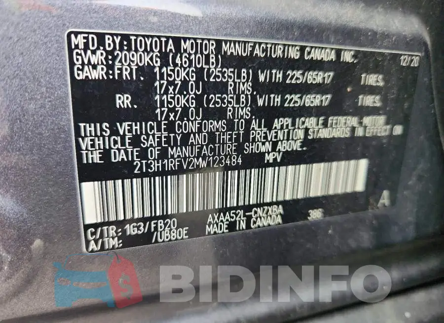 2T3H1RFV2MW123484 Photo# 13