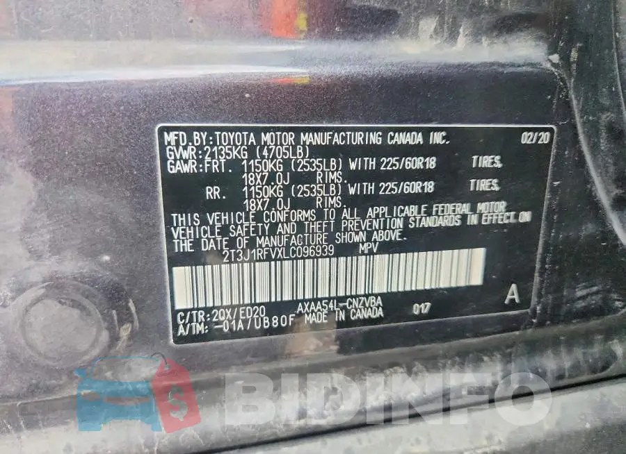 2T3J1RFVXLC096939 Photo# 12