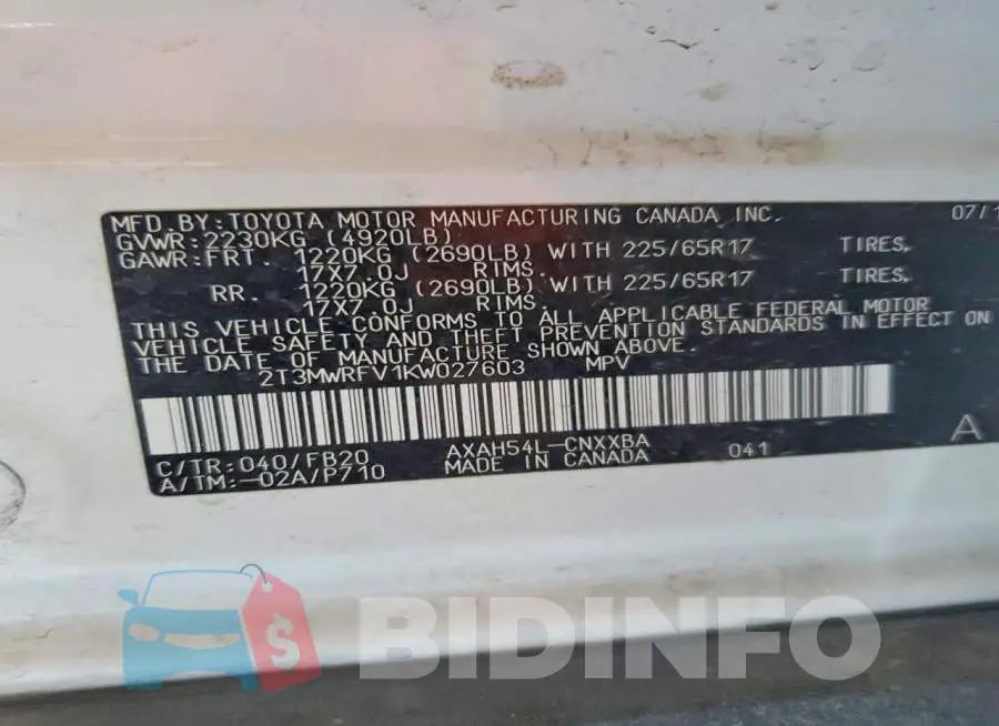 2T3MWRFV1KW027603 Photo# 13