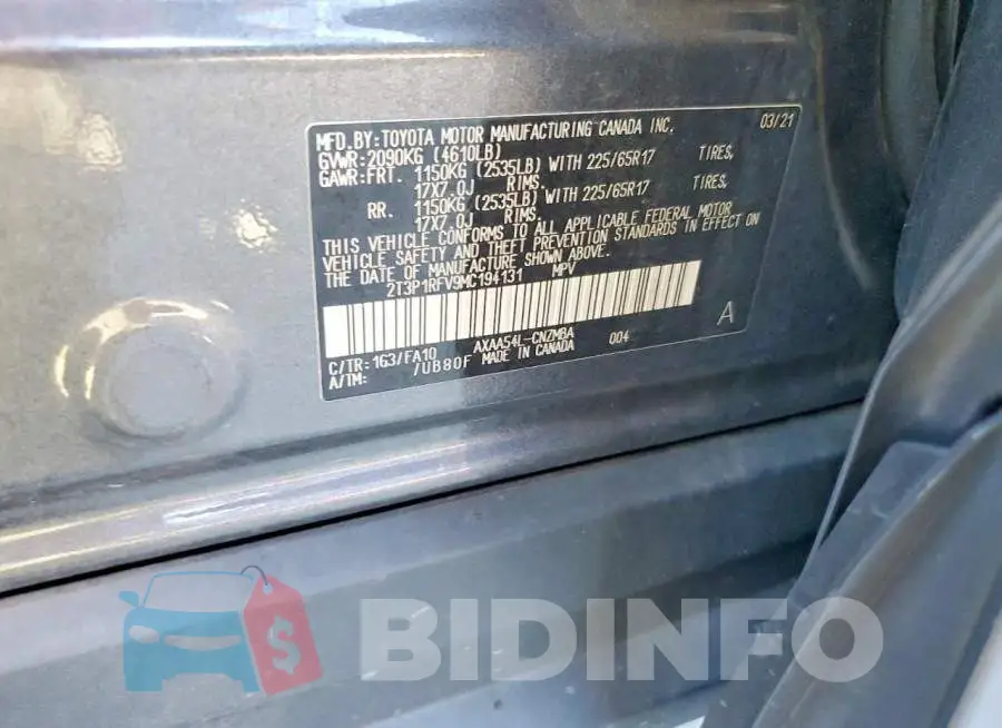 2T3P1RFV9MC194131 Photo# 13