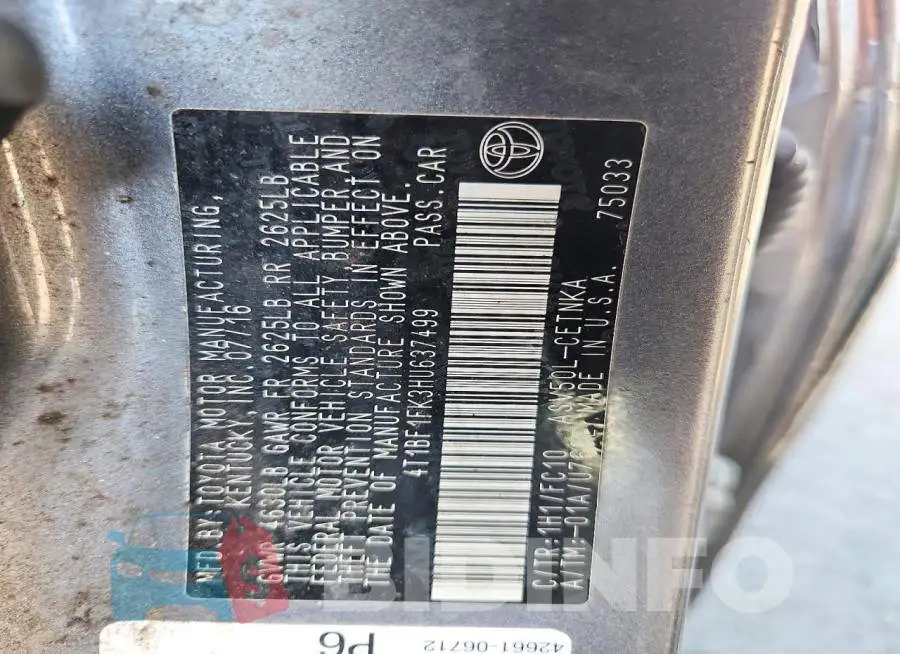 4T1BF1FK3HU637499 Photo# 12