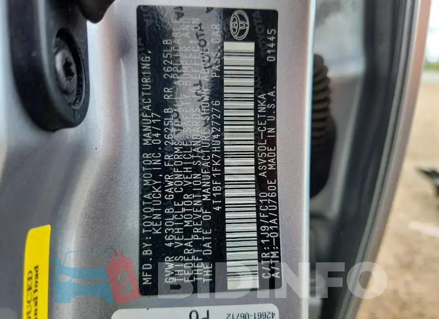 4T1BF1FK7HU427276 Photo# 12