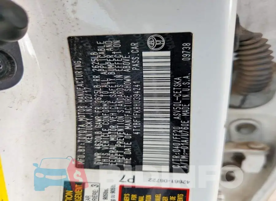 4T1BF1FK8HU394241 Photo# 12