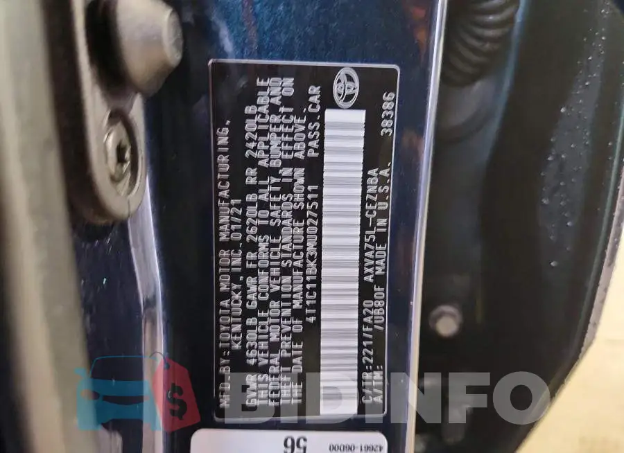 4T1C11BK3MU027511 Photo# 13