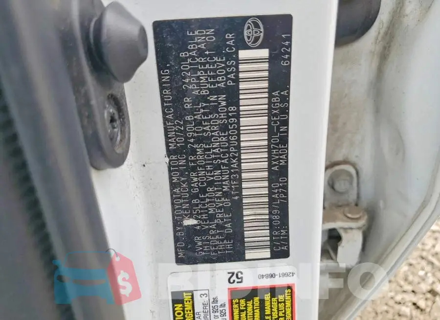 4T1F31AK2PU605918 Photo# 12