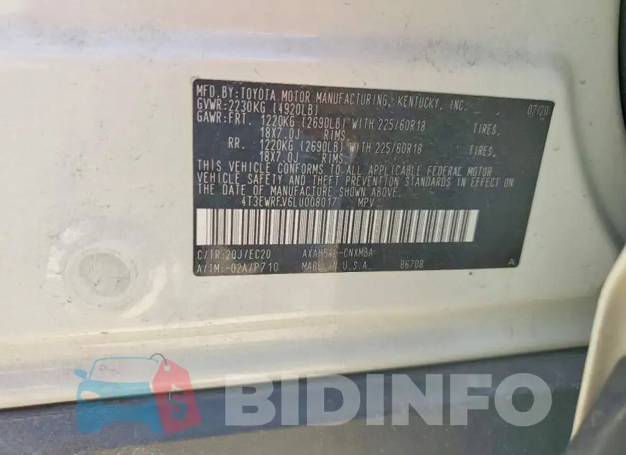 4T3EWRFV6LU008017 Photo# 14