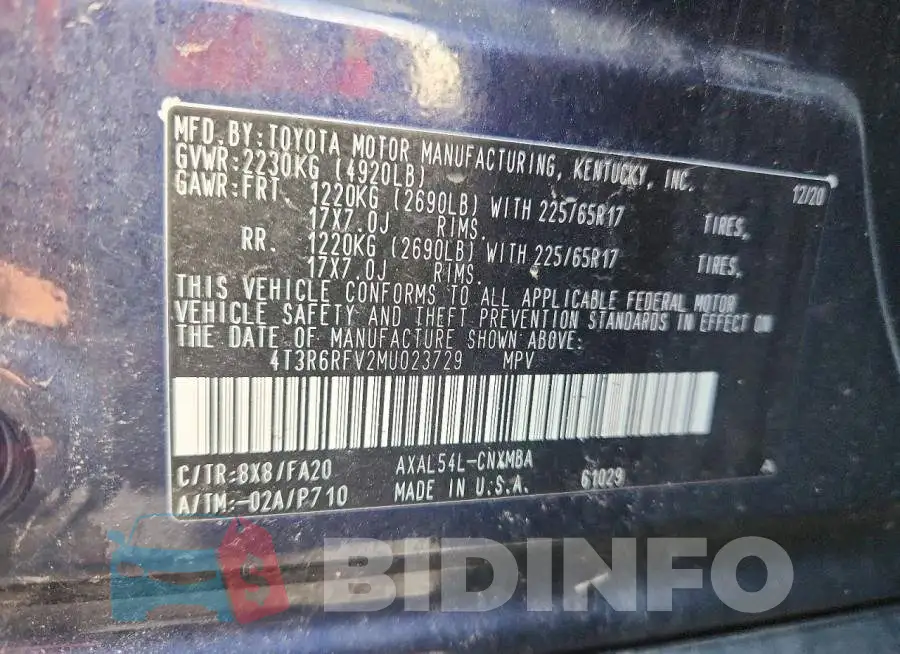 4T3R6RFV2MU023729 Photo# 13