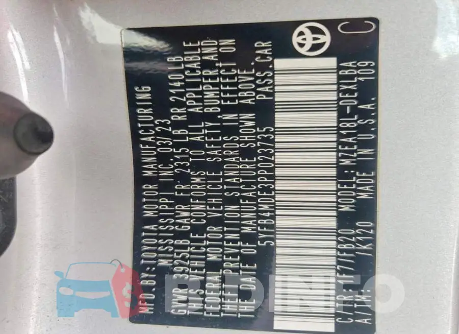 5YFB4MDE3PP023735 Photo# 12