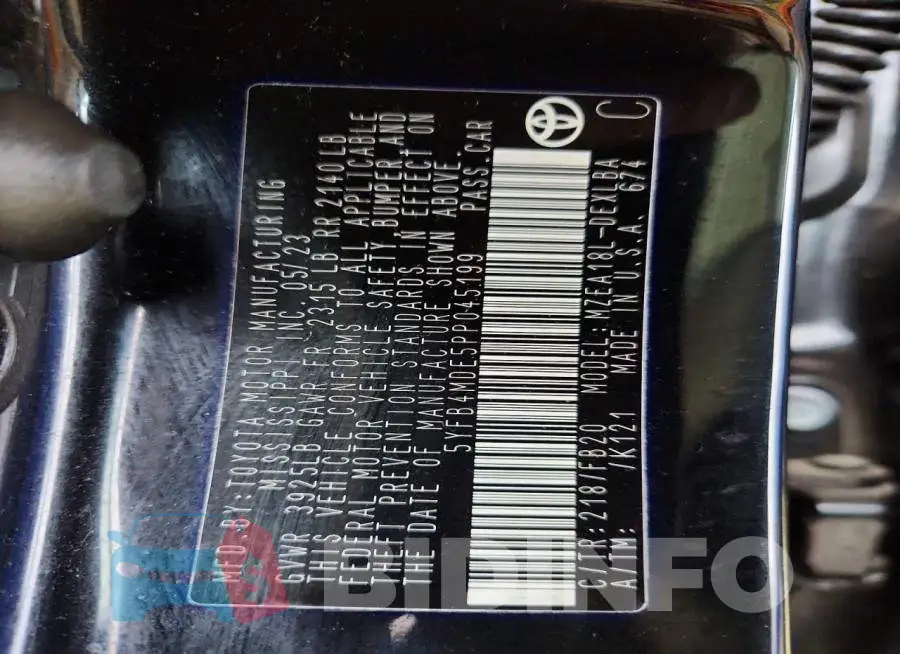 5YFB4MDE5PP045199 Photo# 12