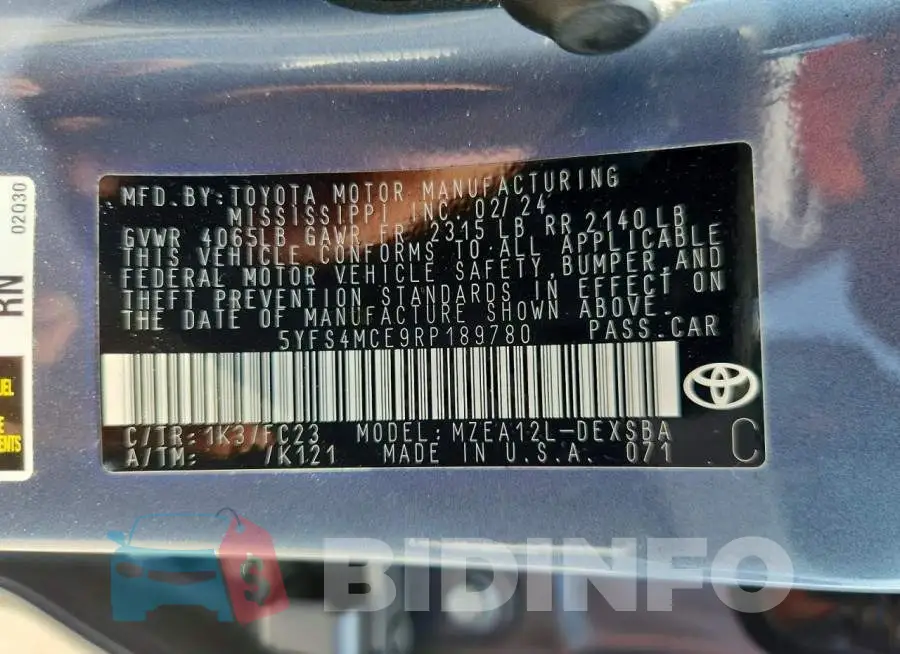 5YFS4MCE9RP189780 Photo# 12